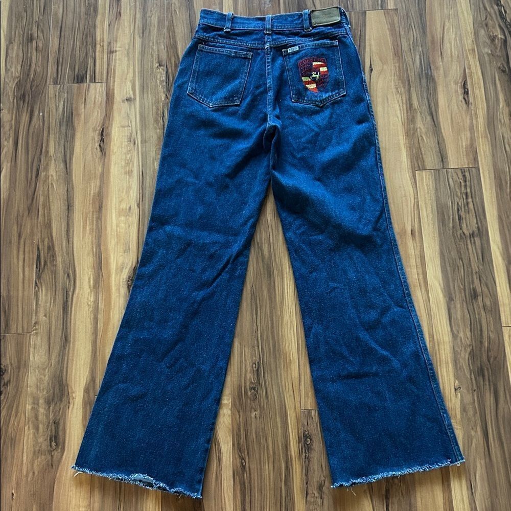 Porsche 5th Gear Wide Leg Raw Hem Jeans - Picture 7 of 8